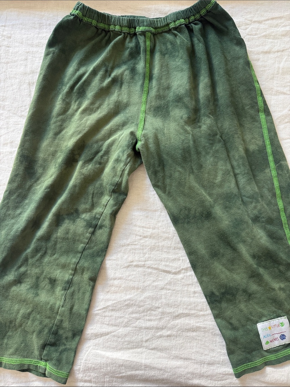 KokoMOMO Kids 100% Cotton Tie Dye Green Elastic Trousers Boy Size 5T